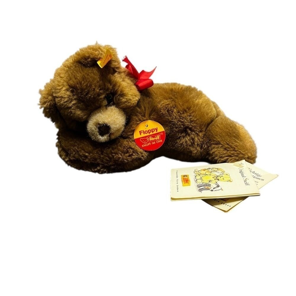 Vintage Steiff Brown Bear Plush 8" Floppy Teddy #082108 Button Tag Germany Rare